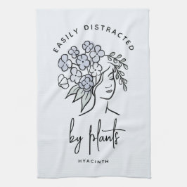 Distrated Gardener Boho Blue Blommigt Cute Plant Kökshandduk