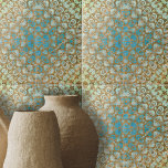 Distreserad persisk turkos Brown Geometric Kakelplatta<br><div class="desc">Denna keramiska bricka är ett vackert biet i konstverket, som uteslutit en känsla av historia och kultur. Rutan har en invecklad och symmetrisk utformning som är en harmonisk blandning av geometriska former och motiv för blommigten. Utformningen påminner om traditionell persisk konst, känd för sitt detaljerade hantverk och sin opulens. Panelens...</div>