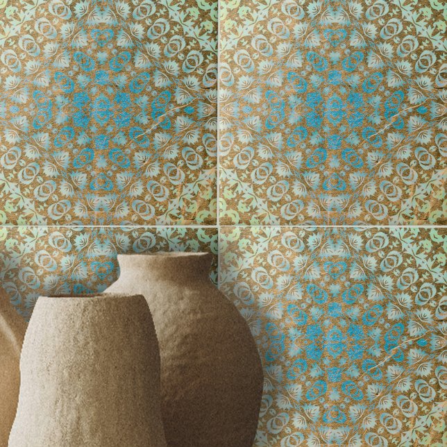 Distreserad persisk turkos Brown Geometric Kakelplatta (Skapare uppladdad)