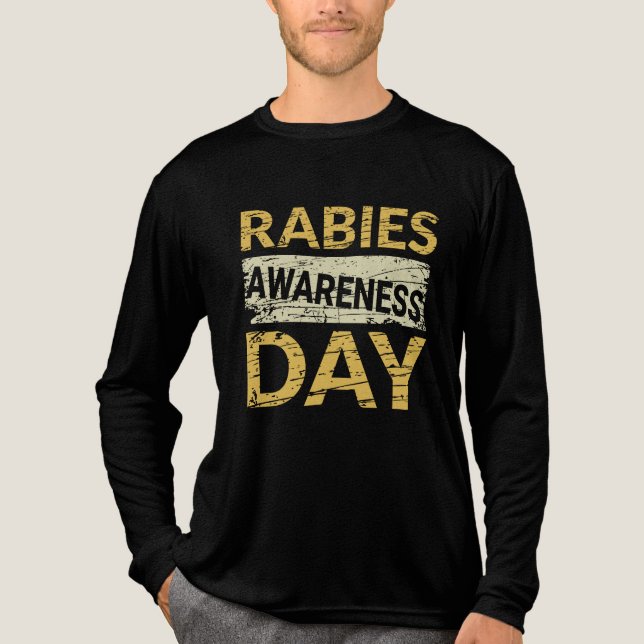 Distreserad text på Rabies Awareness Day T Shirt (Framsida)