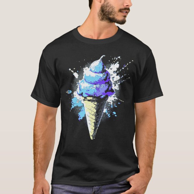 Distress Abstrakt Ice Cream Splatter T Shirt (Framsida)