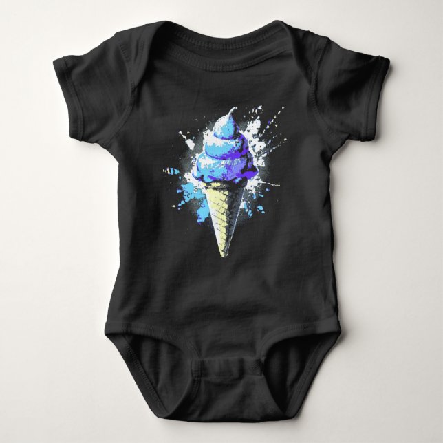 Distress Abstrakt Ice Cream Splatter T Shirt (Framsida)