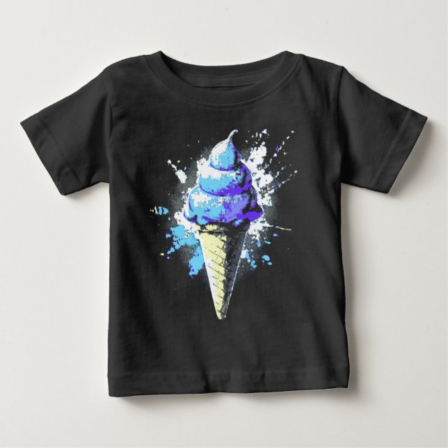 Distress Abstrakt Ice Cream Splatter T Shirt (Framsida)
