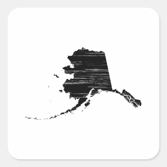 Distress Alaska State Outline Fyrkantigt Klistermärke (Framsida)