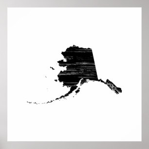 Distress Alaska State Outline Poster