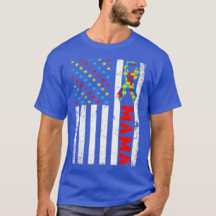Distress American Flagga Autism Awareness Fam T Shirt