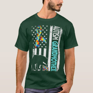 Distress American Flagga Autism Grandmor Bear A T Shirt