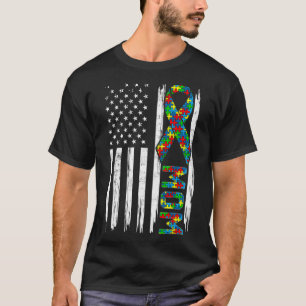 Distress American Flagga Autism Mamma Family Match T Shirt