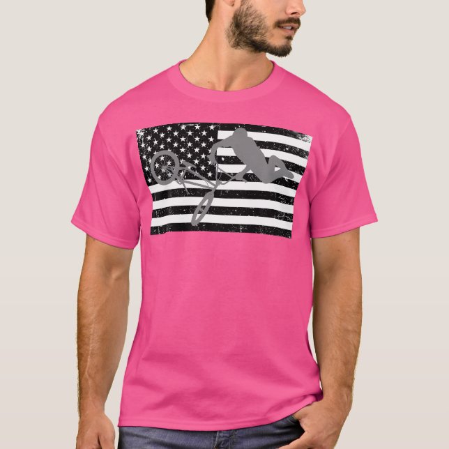 Distress American Flagga Bmx T Shirt (Framsida)