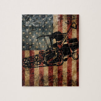 Distress American Flagga Combine Tractor Puzzle Pussel