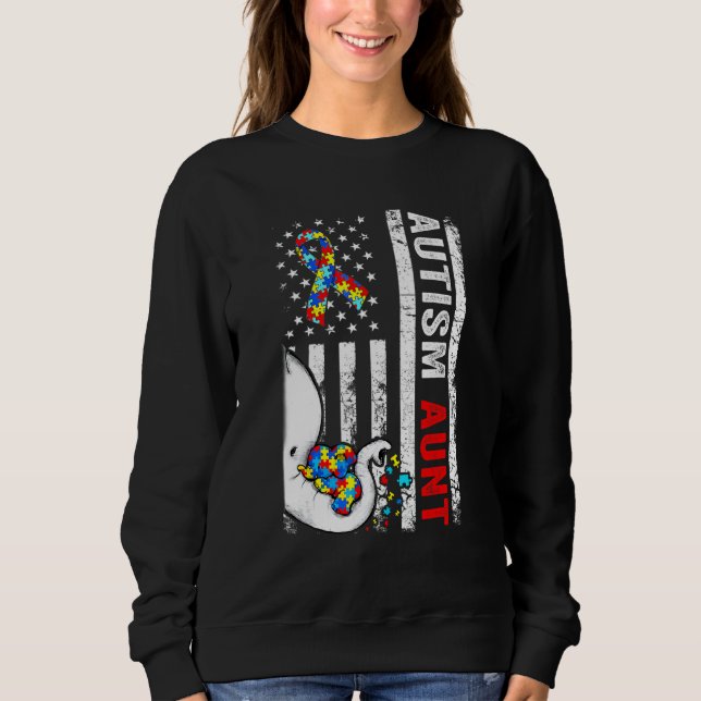 Distress American Flagga Elephant Autism Moster Pu T Shirt (Framsida)