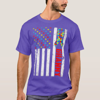 Distress American Flagga Granny Autism Awareness F T Shirt