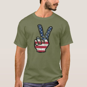 Distress American flagga Hand Fredstecken Tee