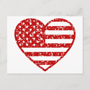Distress American Flagga Heart Vykort