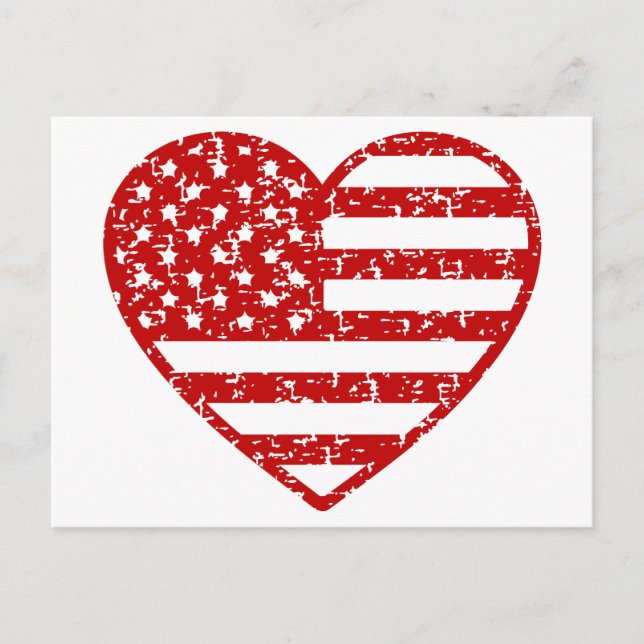 Distress American Flagga Heart Vykort (Framsida)