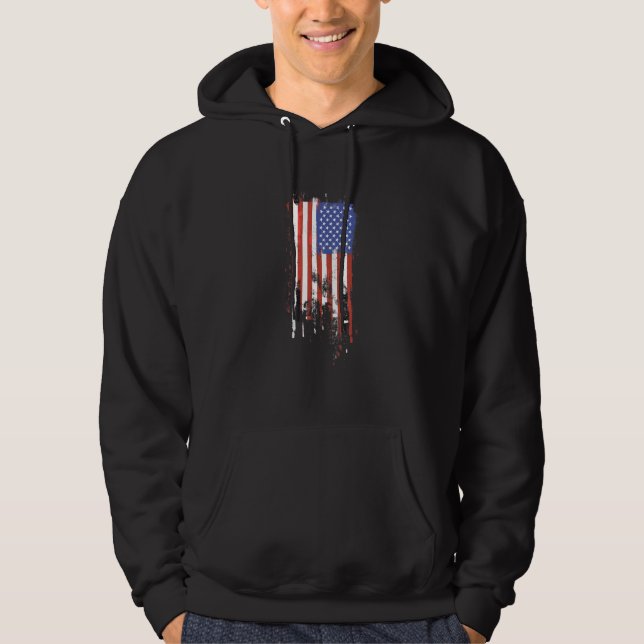 Distress American Flagga Hoodie (Framsida)