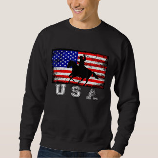 Distress American Flagga Horse 5 Lång Ärmad Tröja
