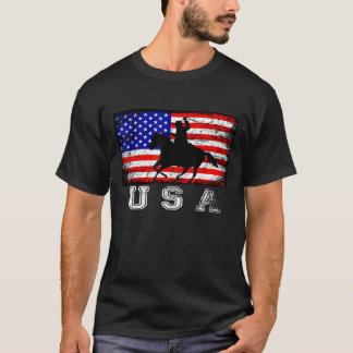 Distress American Flagga Horse 5 T Shirt