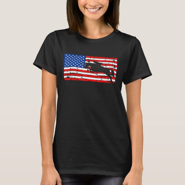 Distress American Flagga  Horse Jo T Shirt (Framsida)