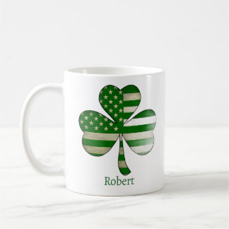 Distress American Flagga Irish Shamrock Kaffemugg