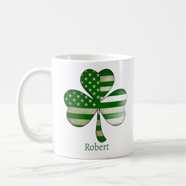 Distress American Flagga Irish Shamrock Kaffemugg (Vänster)