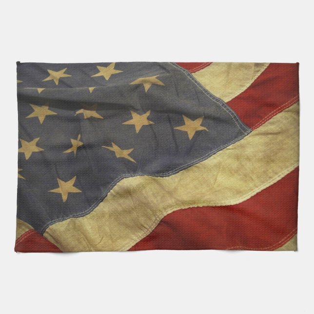 Distress American Flagga Kökshandduk (Horisontell)