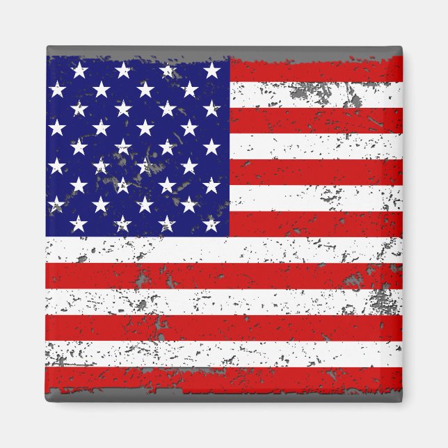 Distress American Flagga Magnet (Framsidan)