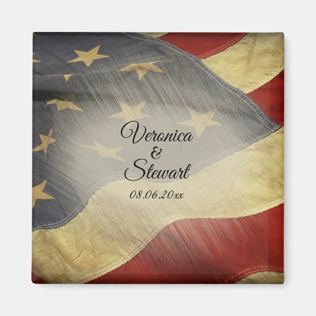 Distress American Flagga Magnet (Framsidan)