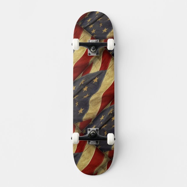 Distress American Flagga Mini Skateboard Bräda 18,5 Cm (Framsida)