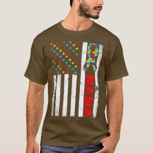 Distress American Flagga Nana Autism Awareness Fam T Shirt