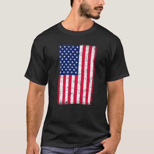 Distress American Flagga Patriotic America USA, 4: T Shirt (Framsida)