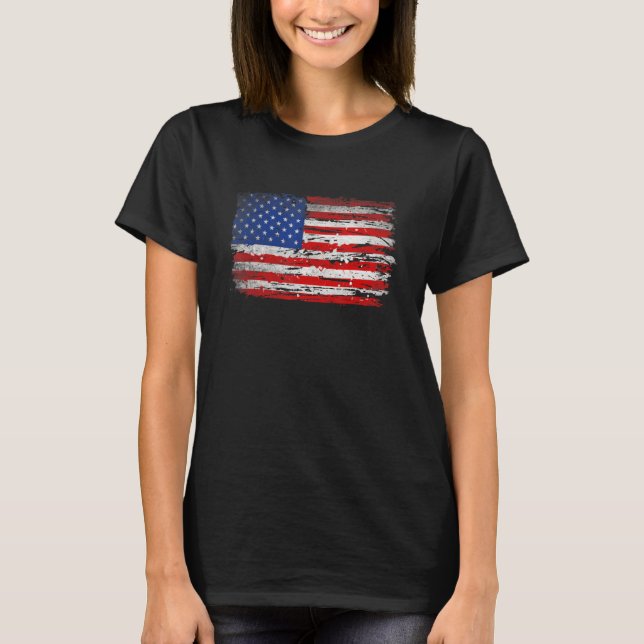 Distress American Flagga Patriotic America USA, 4: T Shirt (Framsida)