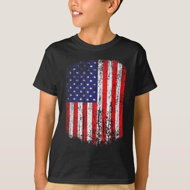 Distress American Flagga Patriotic T Shirt (Framsida)