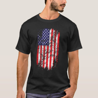 Distress American Flagga T Shirt Faded USA flagga
