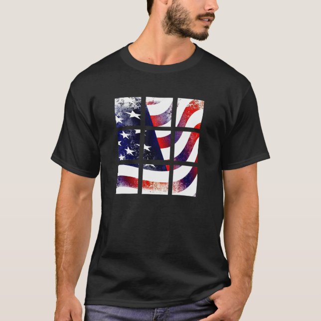 Distress American Flagga US Flagga Mönster T Shirt (Framsida)
