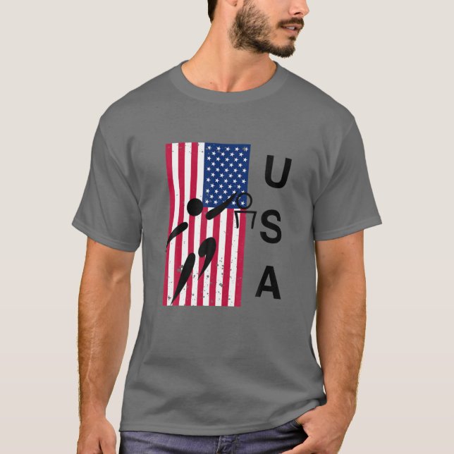 Distress American Flagga US Pride Basketball USA G T Shirt (Framsida)