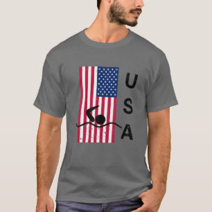 Distress American Flagga US Pride Swimming USA Gif T Shirt