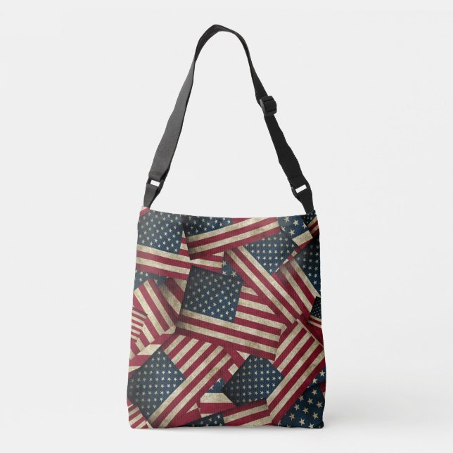 Distress American Flaggor Axelväska (Baksida)