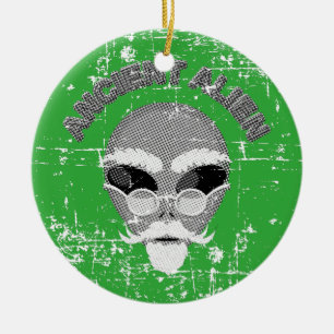 Distress Ancient Alien Head Julgransprydnad Keramik