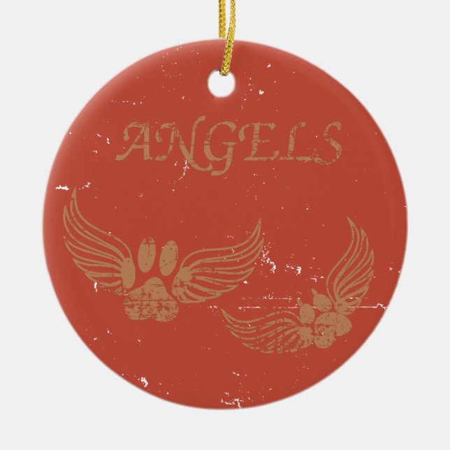 Distress Angel Pet Tass Red Julgransprydnad Keramik (Framsidan)