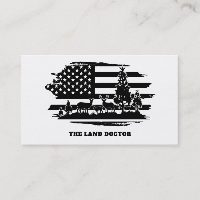 *~* Distress AP27 US Flagga Forest Landscape  Visitkort (Framsida)