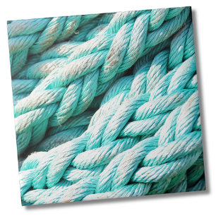 Distress Aqua Blue Boat Rope Nautical Skriv ut Kakelplatta
