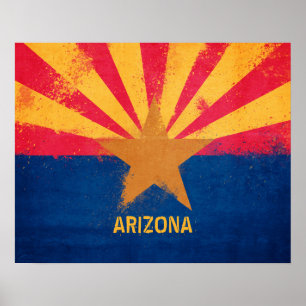 Distress Arizona Statlig flagga Poster