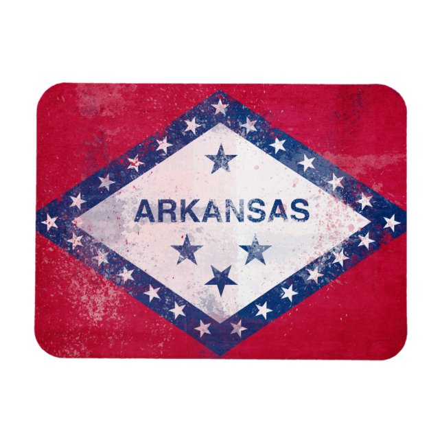 Distress Arkansas Flagga Magnet (Horisontell)