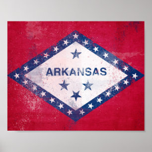 Distress Arkansas Flagga Poster
