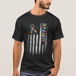 Distress Autism Granny American Flagga Manar Women T Shirt