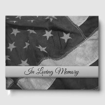 Distress B & W American Flagga Funeral Guest Bok