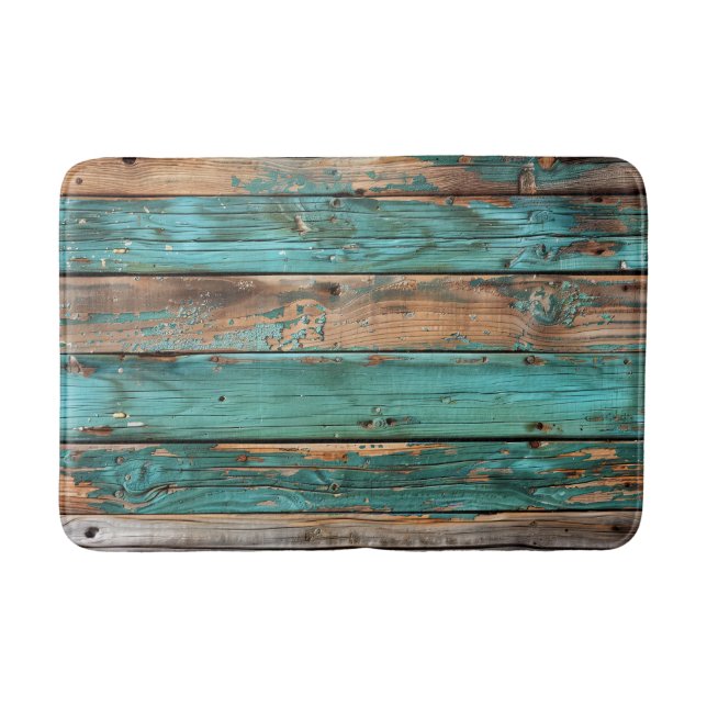 Distress Barn Wood Teal Aqua Shabby chic Badrumsmatta (Framsidan)