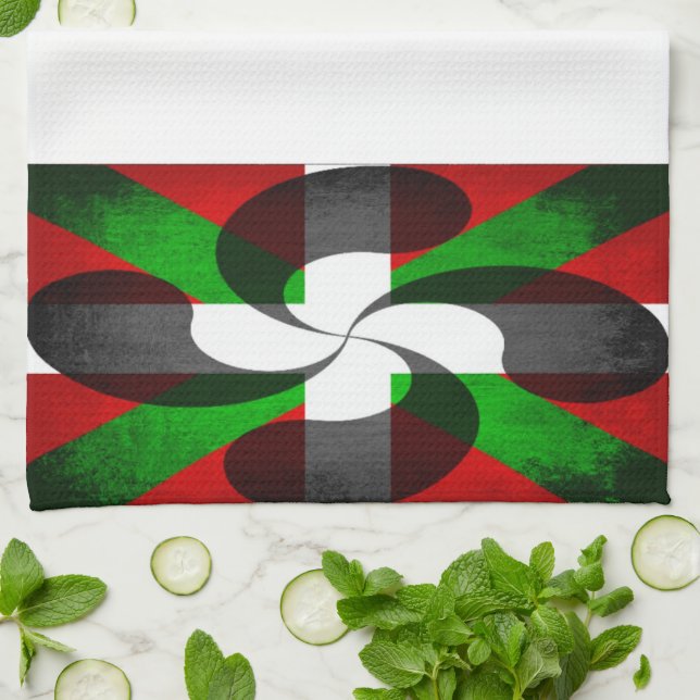 Distress Baskque Flagga och Kor Kitchen Towel Kökshandduk (Vikta)