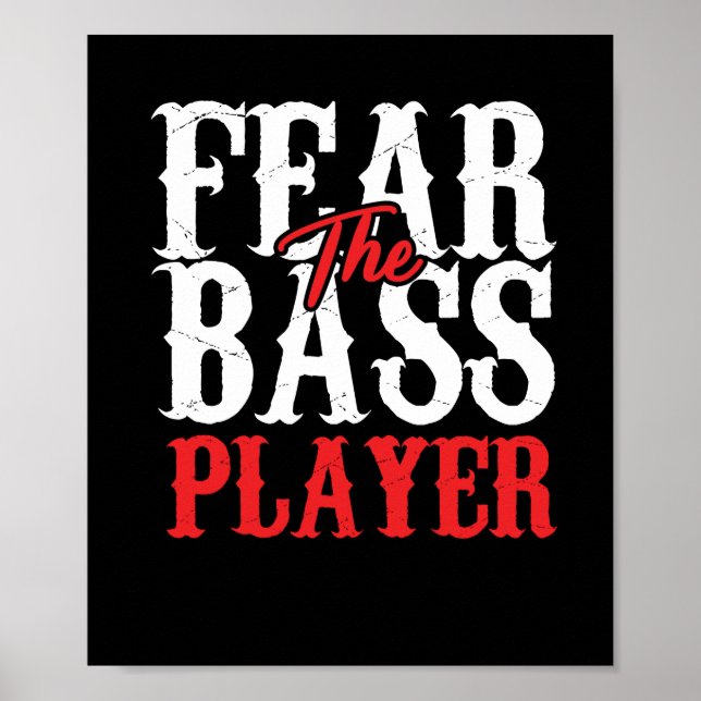 Distress Bass Guitarist Typography Fantastisk Poster (Framsidan)